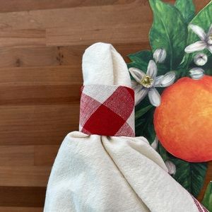Red Italian Granny Picnic Buffalo check napkin rings set of 4